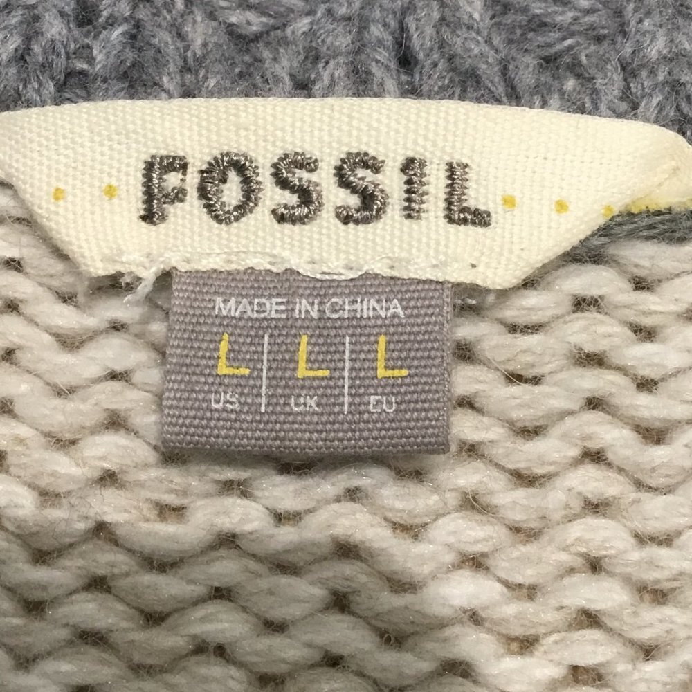 Fossil Gray & Cream Cardigan Button Up Sweater - Picture 3 of 4